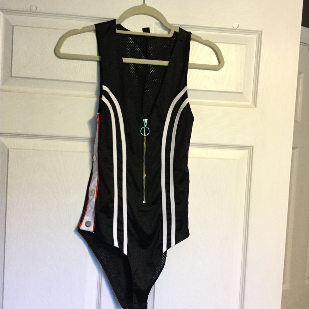 Black mesh bodysuit